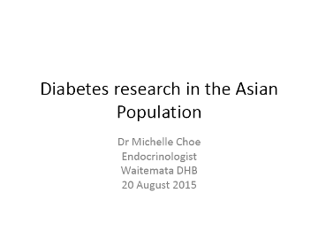Diabetes Research in Asian Population