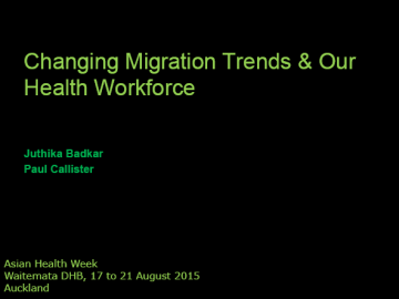 Changing Migration Trends and our Health Workforce